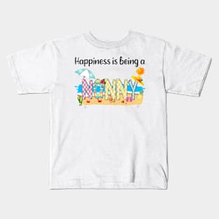 Happiness Is Being A Nanny Summer Beach Happy Mother's Kids T-Shirt